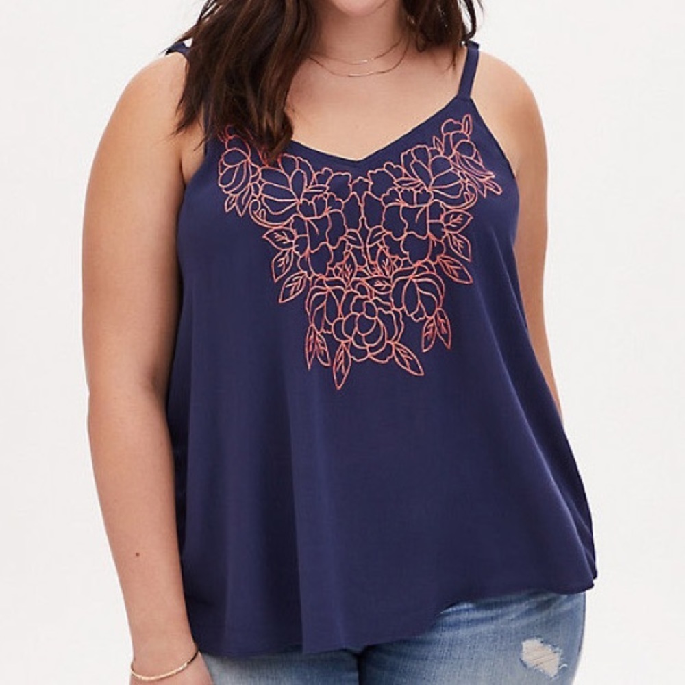 Torrid Sophie Embroidered Tank Top, 00 M 10.